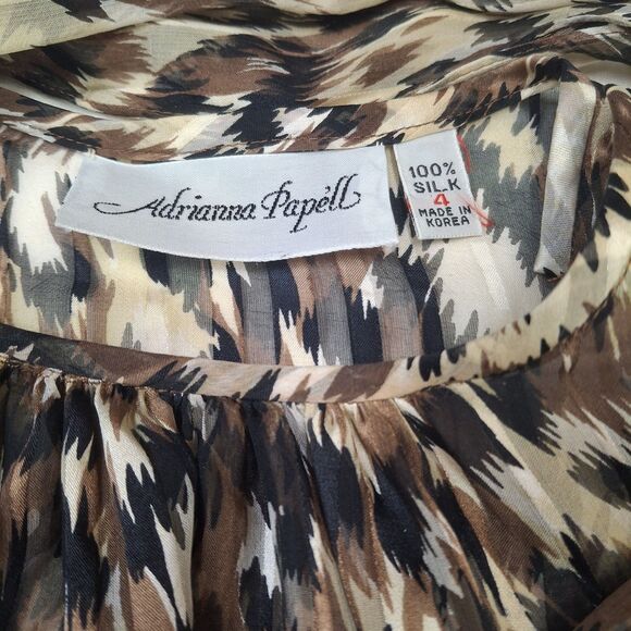 Adrianna Papell Vintage Sz 4/XS 100% Silk Tie Neck Sheer Blouse Animal Print - Picture 4 of 9